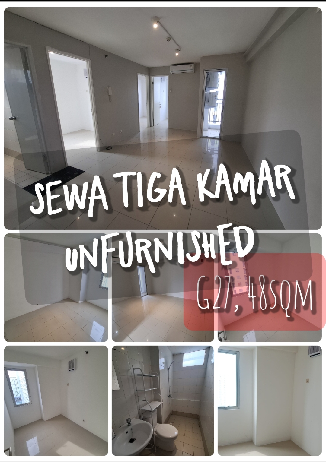 Sewa 3BR kosongan apartemen Bassura City